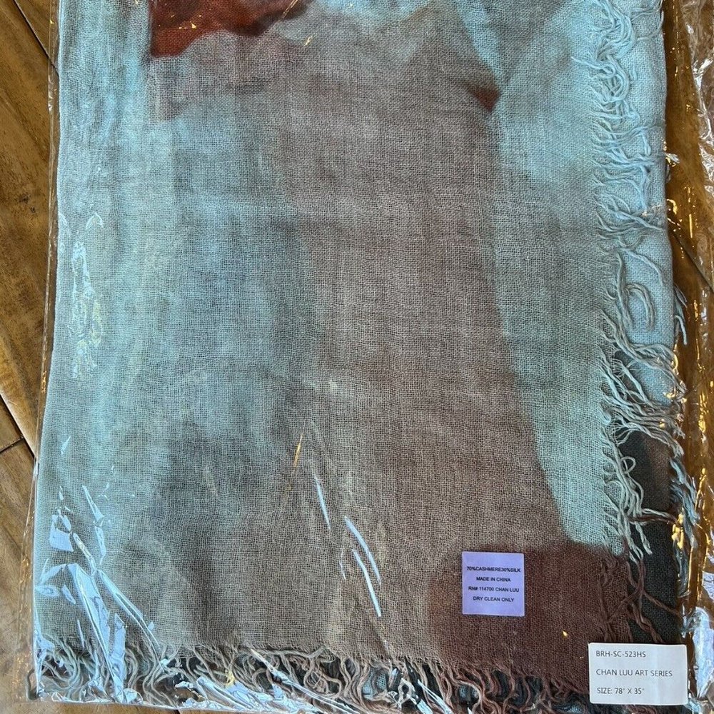 New Auth Chan Luu Artist Series Sunflowers Cashmere Silk Scarf 78" X 35" - Picture 6 of 7
